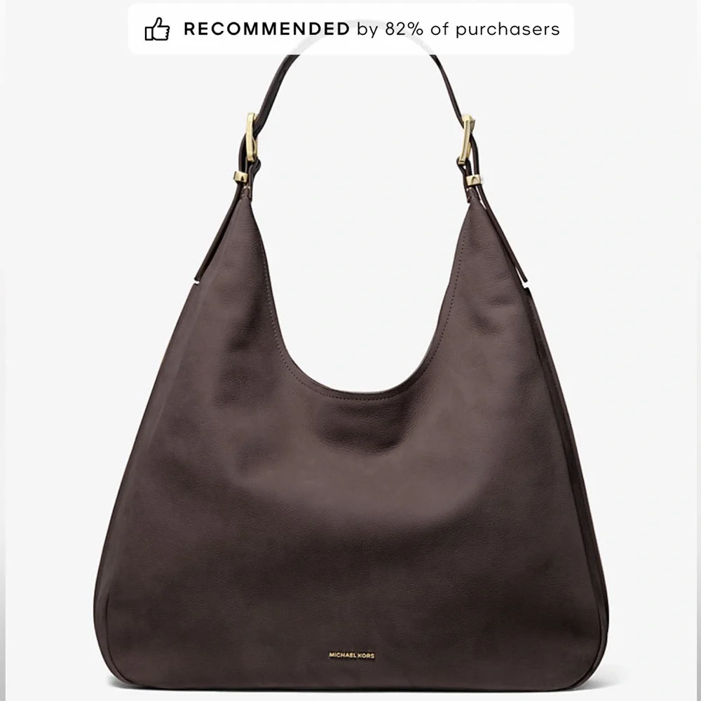 NWT Michael Kors Brown Nolita Leather Hobo Bag Large - Picture 2 of 16